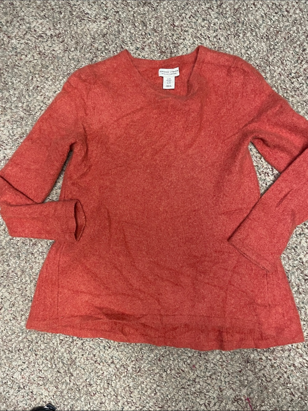 Adrienne vittadini 100% cashmere Rust orange Long-Sleeve Wool Crewneck
